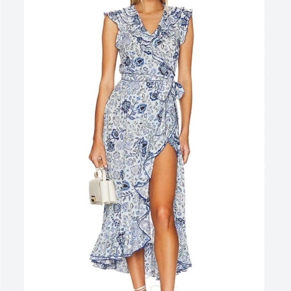 Poupette St. Barth Blue Floral High Low Dress